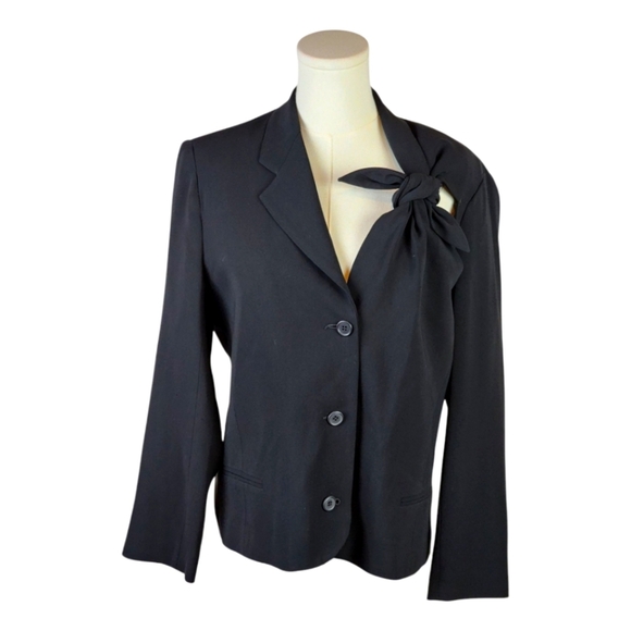 SABA Black Blazer AUS 14 / US 10 Bow Neck Detail Tailored Jacket - Picture 1 of 9